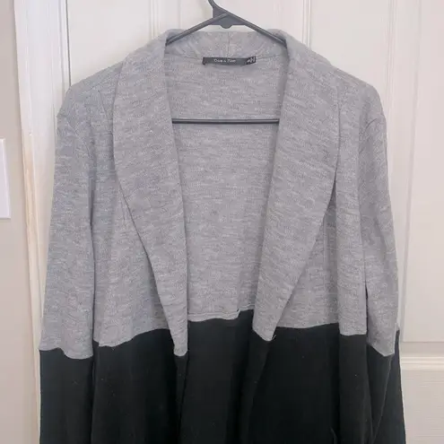 Doe & Rae Open Color Block Cardigan Drape Sweater