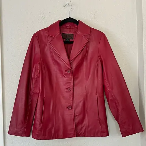 SIENA 100% Leather Red Blazer Jacket| Size 6