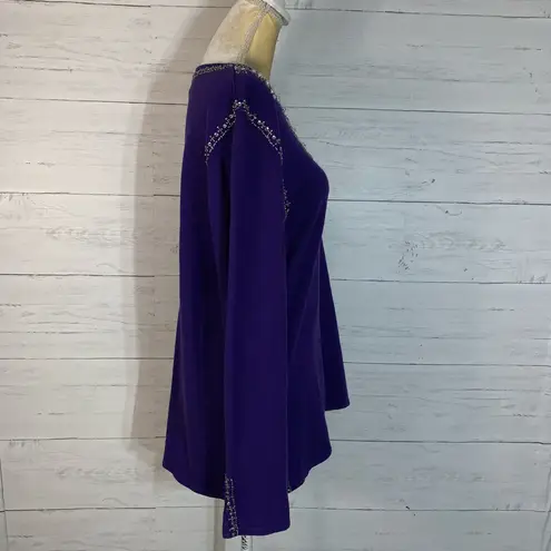 Quacker Factory Add a touch of glamour to your wardrobe with this stunning Women's Purple Sweater Top.