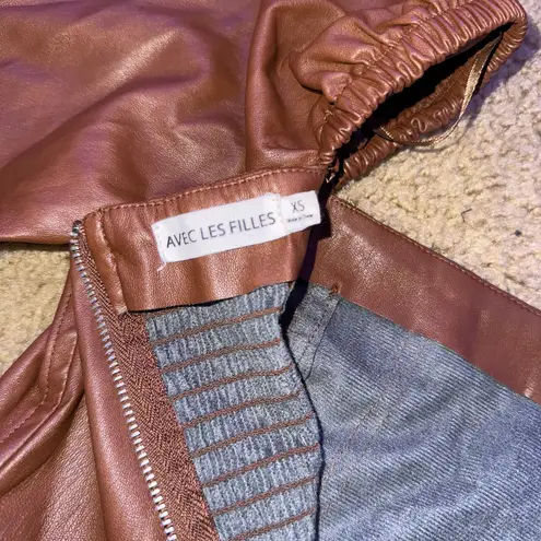 Avec Les Filles Brown Leather Jacket Timeless Elegance