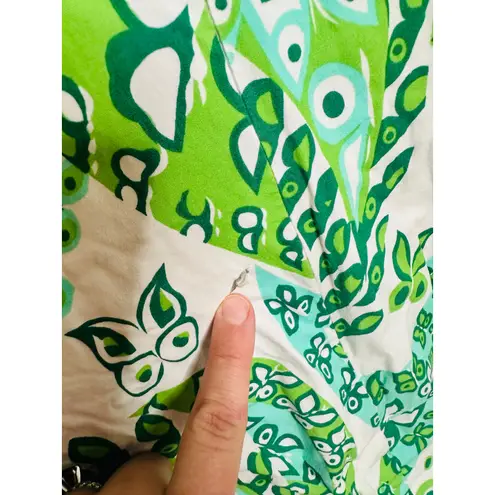 STAUD Green White Paisley Printed Three Quarter Sleeve Caroline Midi Dress sz 12