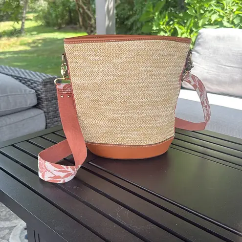 Stella & Dot woven bucket bag with guitar strap