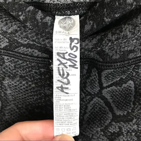 Vimmia Black Snakeskin Reptile Print Crop Compression Leggings Tights Size Small