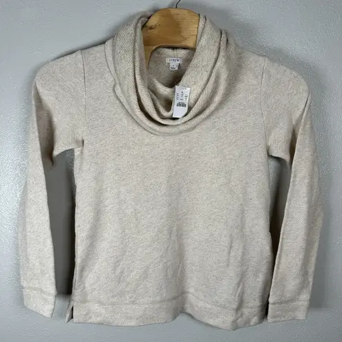 NEW J CREW Funnelneck Sweatshirt Womens Medium Beige Wool Blend Cowl Pullover Tan