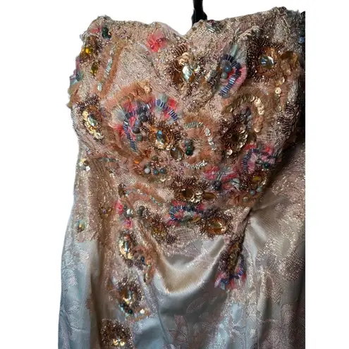Terani Couture Terani Women’s Gown Champagne Gold Strapless Beaded Sweetheart Neckline size 18