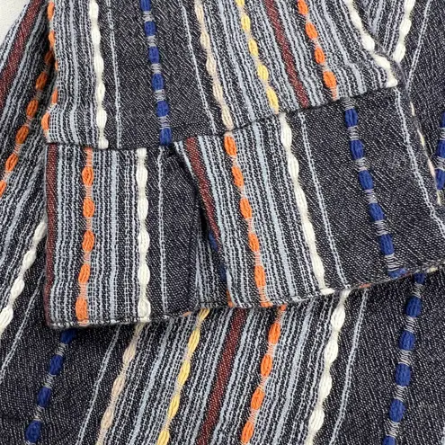 Soft Surroundings Multi Textured Knit Striped Button Up Shirt Long Sleeve Size S - Image 6