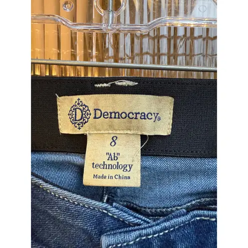 Democracy High Rise Bootcut Jeans Medium Wash Distressed Raw Hem Women's Size 8