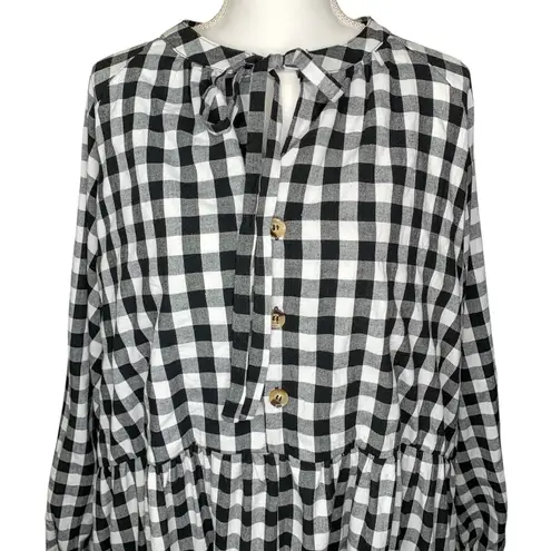 The Lullaby Club Maxi Avalon Smock Dress Black & White Gingham Size 3XL