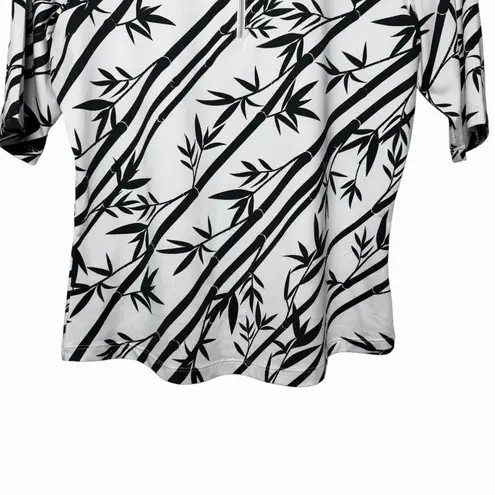 Tail Womens Golf Polo Top Size M Bamboo Stripe Black White Quarter Zip Stretch Size M