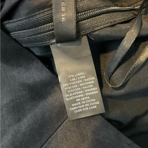 Donna Karan Black High Rise Linen Blend Wide Leg Black Pants Size 6