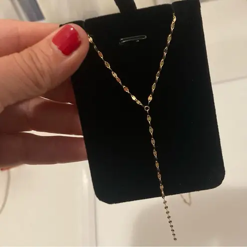 Celebrity Stylist Designed Solid Real 14k Gold Lariat Necklace Holiday Gift!