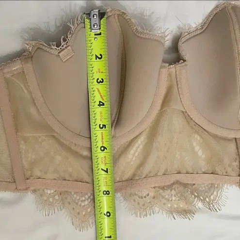 Dobreva Beige Lace Bandeau Bustier Strapless Bra Womens Size 32DD NEW Underwire Tan