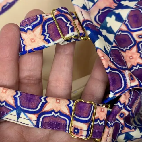 Swimsuits For All Plus 46C Underwire Bikini Swim Top Tile Print Keyhole Detail Size XL