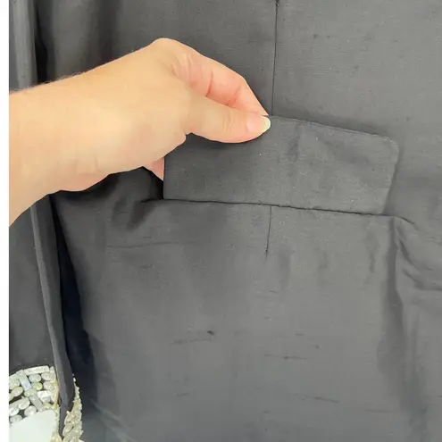 Vtg Bloomingdale’s Silk Button Women’s Jacket Sz 24W Mother of Pearl Art Deco 80 Black