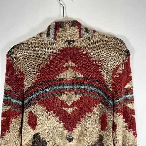 J Jill Sweater Southwestern Aztec Wool Cardigan Women Duster Boho Women’s Small Red
