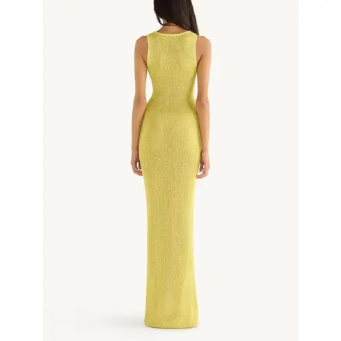 ASTA RESORT Natalia Dress in Chartreuse Sequin Small New Womens Maxi Gown Yellow - Image 15