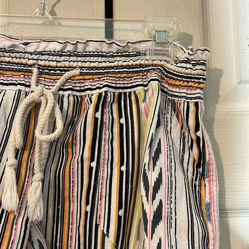 kiss & cry Multicolored Striped Drawstring Waistband Shorts Medium M