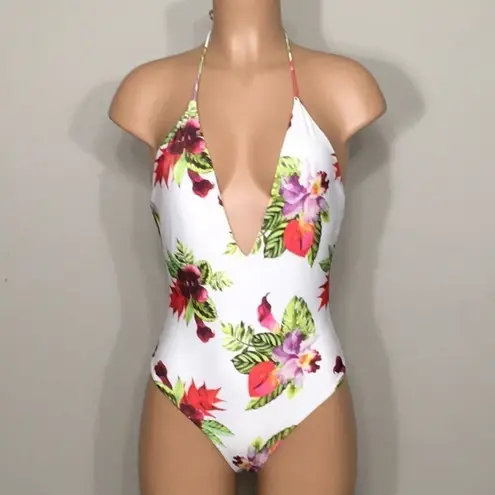 Privacy Please New. orchid plunge swimsuit. Medium but runs small