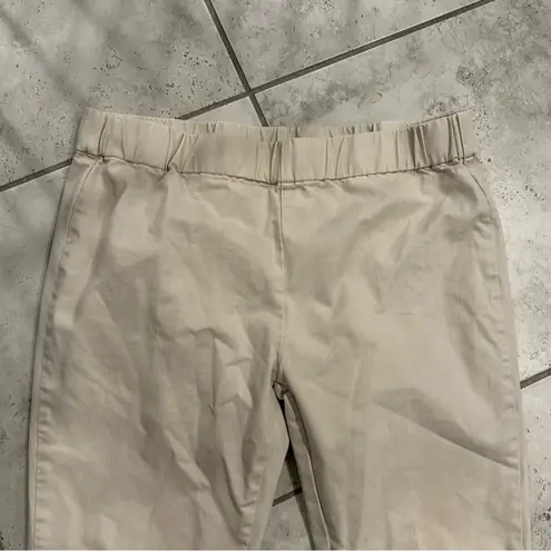 Soft Surroundings Khaki Chinos Stud Snap Elastic Waistband Pants LARGE