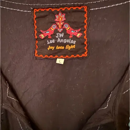 Johnny Was Embroidered Black and Blue Women's Tunic Dress