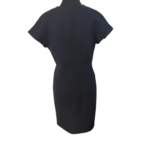 Robert Rodriguez Navy Wool Blend Sheath Dress Sz 6 Cross-Front Short Sleeve