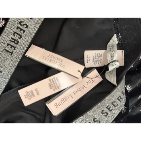 Victoria's Secret  Sz L Moon Star Black Silver Velvet Leggings  NWT