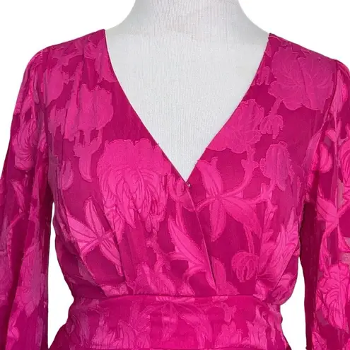 Band of The Free Kiss Me Fuschia Peplum Ruffle Tie Mini Dress NWT Size Small Pink