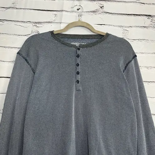Kenneth Cole Reaction Gray Long Sleeve Tee 1/4 Button SZ XL Relaxed Loose Fit