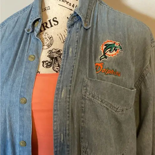MIAMI DOLPHINS DENIM BUTTON DOWN SHIRT NFL MENS SMALL VINTAGE UNISEX Blue Size undefined