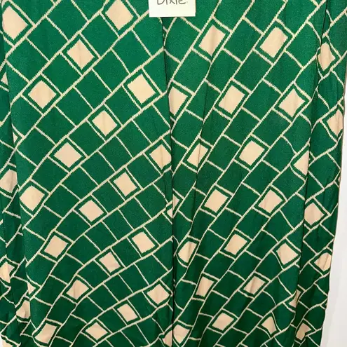 DIXIE GREEN BEIGE RETRO STYLE WIDE LEG PANTS MEDIUM