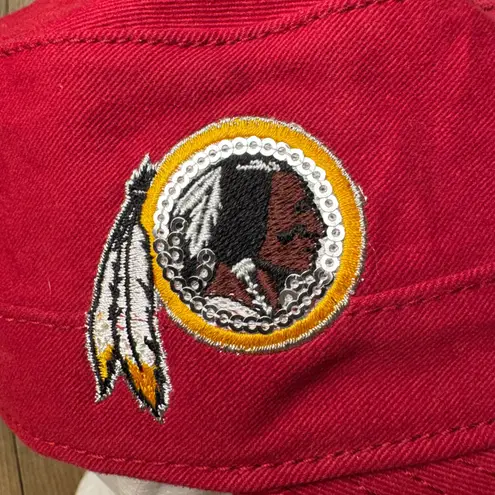 NFL Team Apparel NFL Washington Redskins Womens Red Military Cap Hat Sequin Logo Adjustable