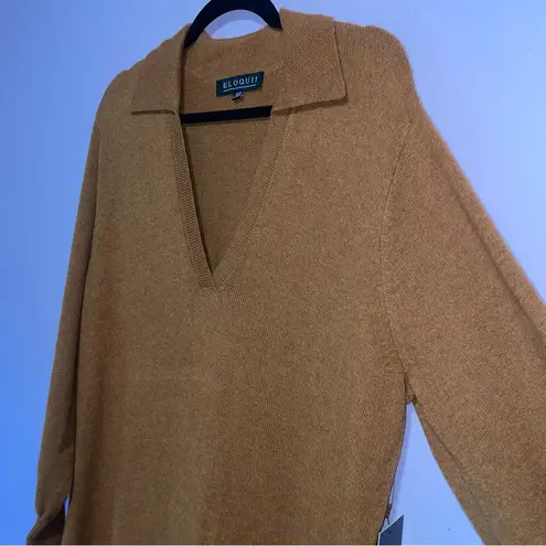 Eloquii NEW Puff Sleeve Collared Sweater Dress Women Size 18/20 Neutral Office