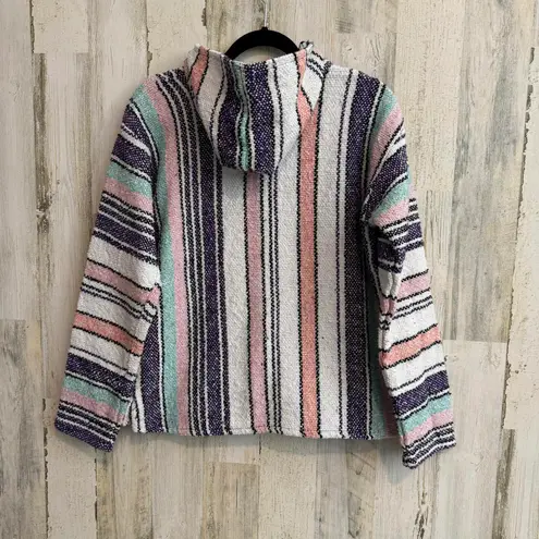 IGUANA JACK Medium Surfer Baja Boho Hiking Poncho Jacket Hoodie Multicolor