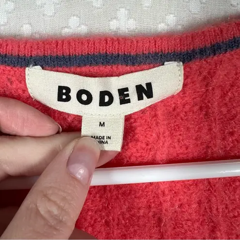 Boden Coral Pink Wool Blend Button Up Eyelet Cardigan Size M