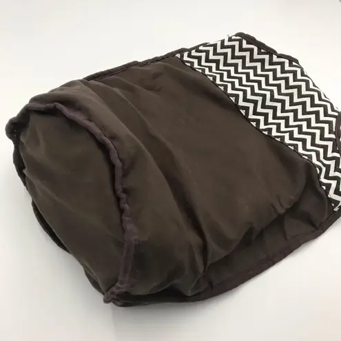 Chevron Purse with Angled Strap Zig Zag White Brown