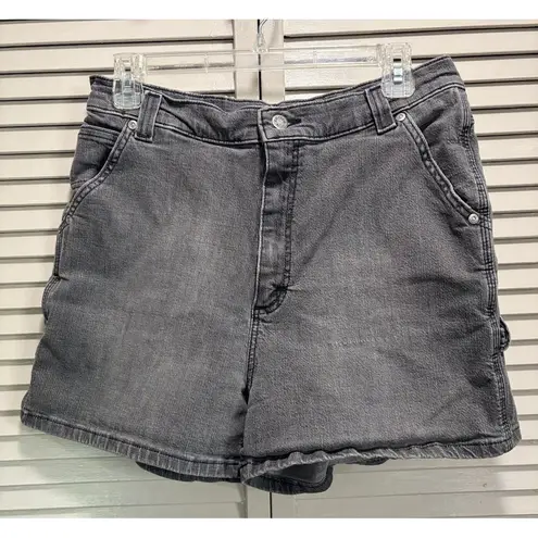 Riveted Denim Jean Shorts Gray Med Wash Size 12M High Rise Zip Pockets