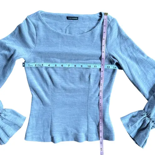 Club Monaco Womens Reeta Space Dye Grey Bell Sleeve Wool LS Sweater Top Sz XS