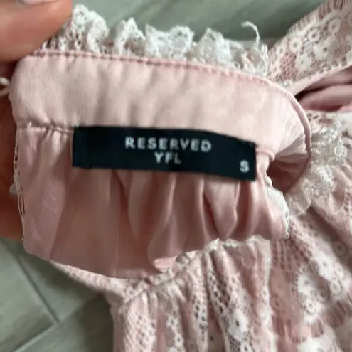 Reserved YFL Lace Midi Pink and White Boho Dress / Size S