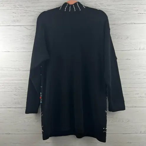 Victoria Jones Vintage Beaded Mock Neck Tunic Sweater Size M