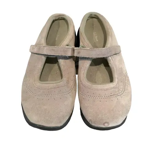 L.L.Bean WOMEN'S  beige suede Mary Jane mules shoes