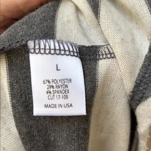 RUSTIC DIME Size MEDIUM Striped Gray and Cream Mini Dress Tunic Tee Shirt