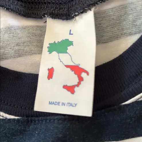 Italian Striped Crewneck Tee Sz L Navy White Nautical Sicily Graphic Shirt Blue Size L