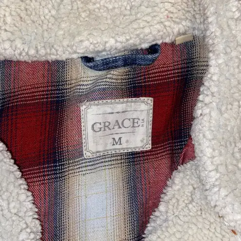 GRACE IN LA Sherpa Lined Jean Jacket