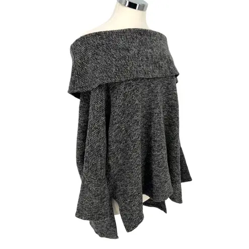 Bobi Los Angeles Off-Shoulder Half Sleeve Knit Top Charcoal Gray Size Medium