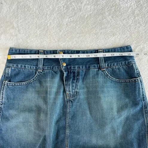 American Eagle  Y2K Denim Mini Skirt Womens Sz 4 Blue Snap Western VTG Festival