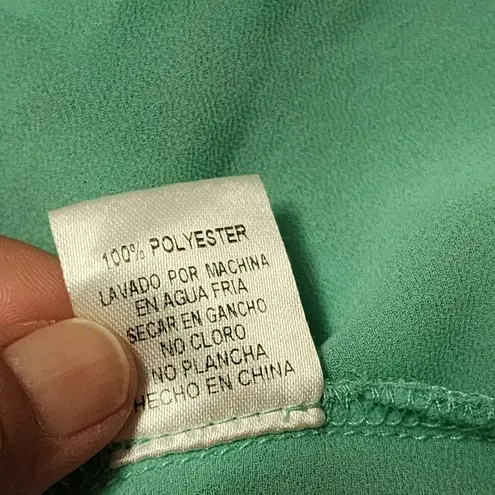 C. Luce Turquoise & Orange Ruffle Overlay Embroidered Vneck Blouse Size Small