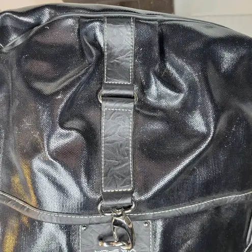 Via Spiga Womens Shoulder Bag Large Black Patent Leather Pockets Lined Hobo