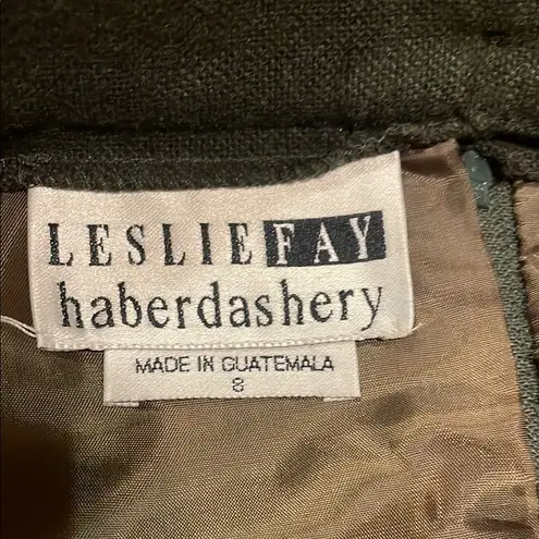 Leslie Fay Olive and Gold Maxi Pencil Skirt with Slit