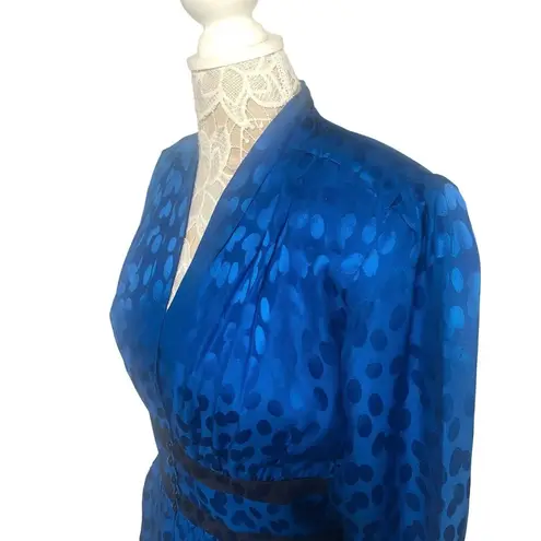 Vintage Silk Studio Blue & Black polkadot fitted waist top & skirt size 12