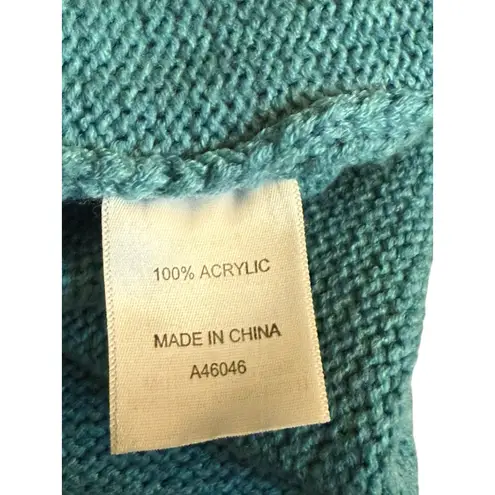 Beautiful Turquoise Appleseed’s Sweater with Wooden Button Accents Size Large Blue